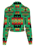GB-NAT00046-02 Green Tribe Pattern Native American Crop Hoodie