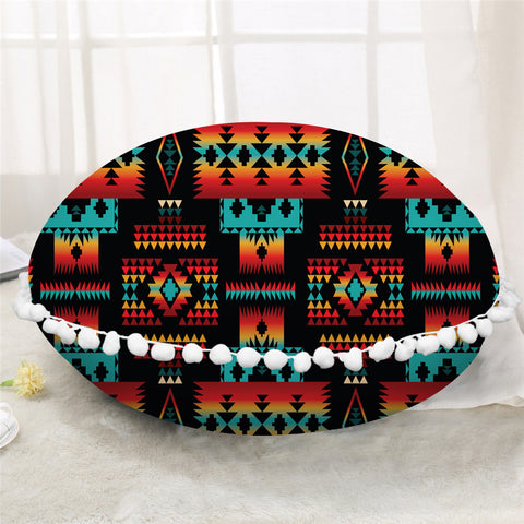 Powwow Store gb nat00046 02 black native tribes pattern native american round pillow cover