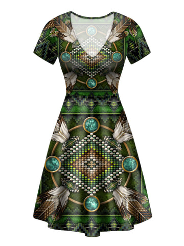 Powwow Store gb nat00023 01 naumaddic arts green neck dress