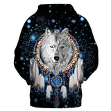 White Wolf Dreamcatcher Native American All Over Hoodie