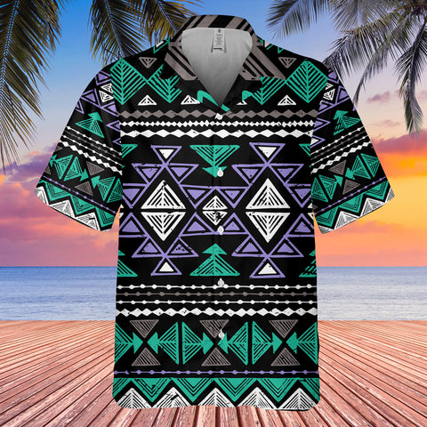 GB-NAT00578 Neon Color Tribal Hawaiian Shirt 3D