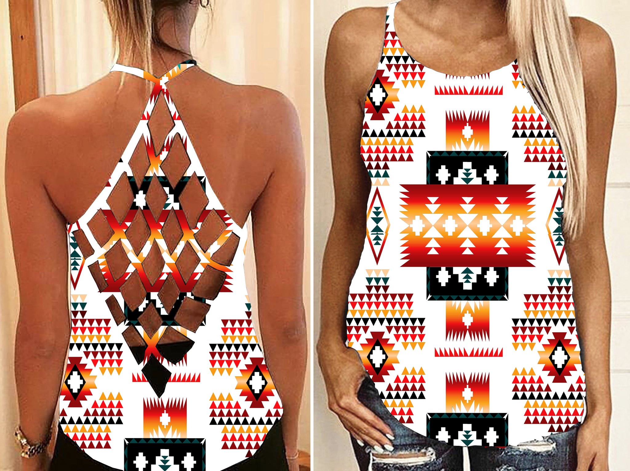 Powwow Store gb nat00075 white tribes pattern native american criss cross