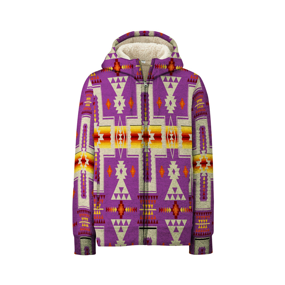 GB-NAT00062-07 Light Purple Design Native 3D Fleece Hoodie