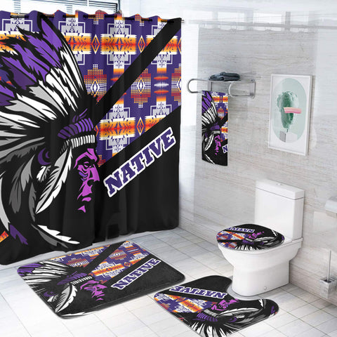 Powwow StoreBS000117 Pattern Native American Bathroom Set