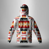 GB-NAT00075 White Tribes Pattern Native American 3D Hoodie With Mask