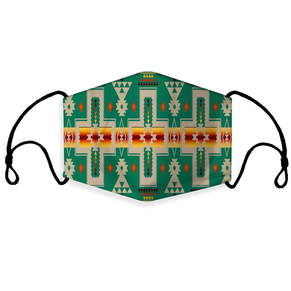 GB-NAT00062-08 Light Green Tribe Design Native American 3D Mask (with 1 filter)