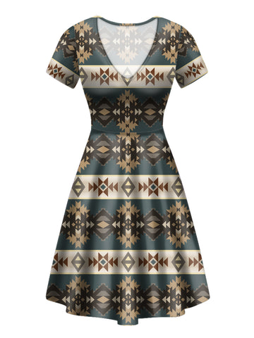 Powwow Store gb nat00609 navajo geometric seamless pattern round neck dress