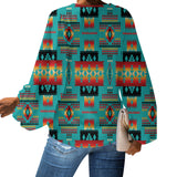 GB-NAT00046-01 Blue Native Tribes Pattern Native American Chiffon Shirt
