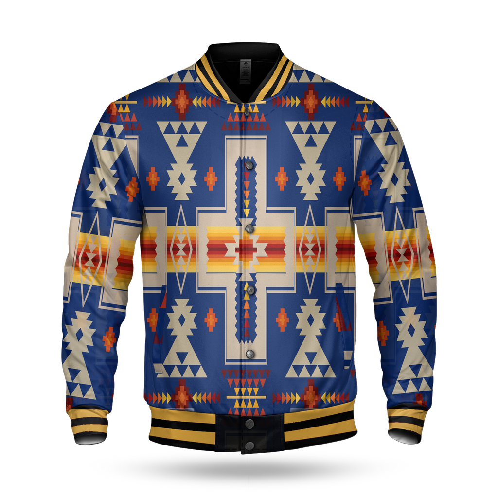 GB-NAT00062-04 Tribes Pattern  Baseball Jacket