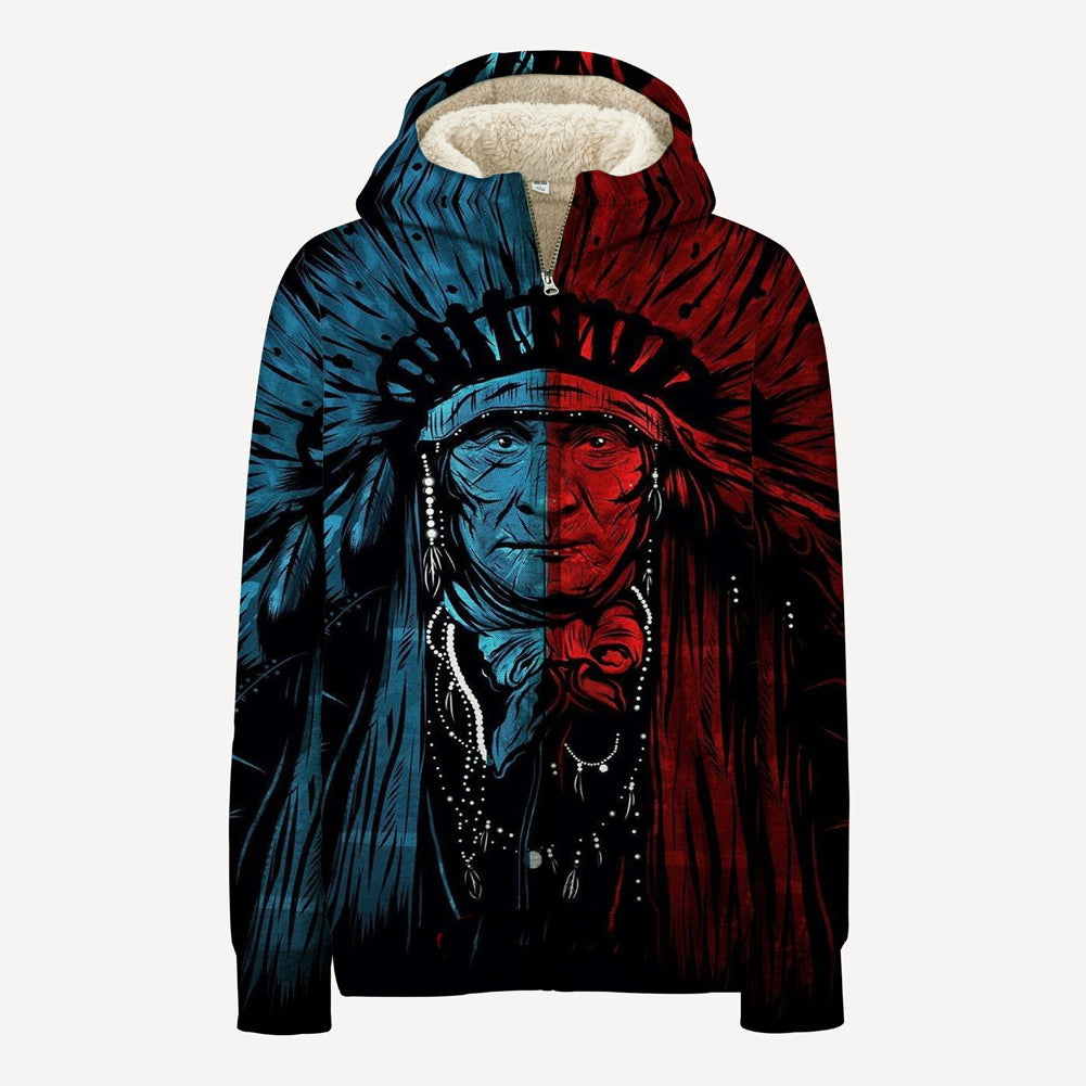 GB-NAT00299 Color Chief  Native American 3D Fleece Hoodie