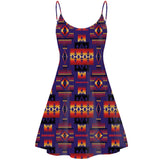 GB-NAT00046-11 Purple Tribe Pattern Native American Strings Dress
