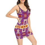 Powwow Store gb nat00062 07 light purple design fitted slip dress