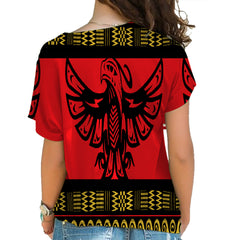 GB-NAT00048 Red Phoenix Native American Cross Shoulder Shirt - Powwow Store