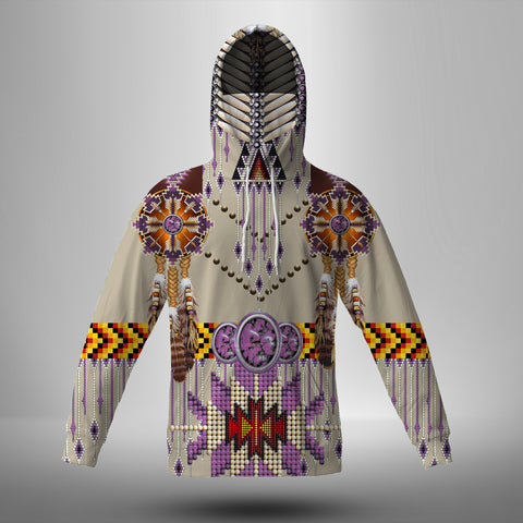 Powwow Store gb nat00069 03 purple pattern breastplate 3d hoodie with mask