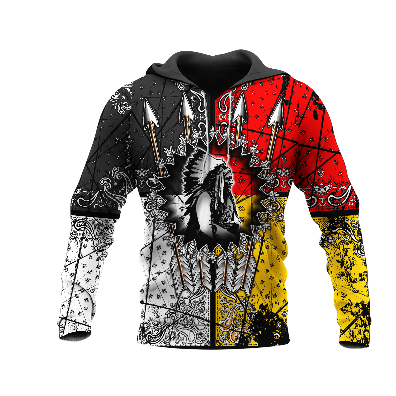 Powwow StoreGBNAT00015 Native 3D Pullover All Over Hoodie