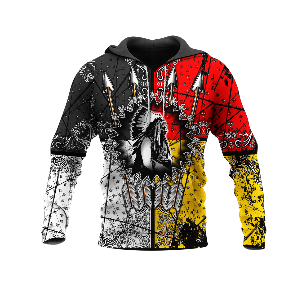 Powwow StoreGBNAT00015 Native 3D Pullover All Over Hoodie