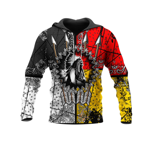 Powwow StoreGBNAT00015 Native American Chief 3D Pullover All Over Hoodie