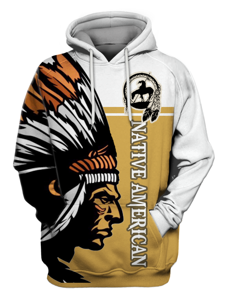 Powwow StoreHD000236 Native Chief Pride 3D Hoodie