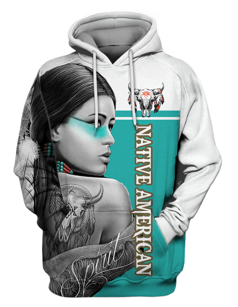 Powwow StoreHD000237 Girl Native Pride 3D Hoodie