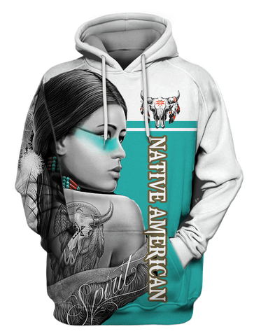 Powwow StoreHD000237 Girl Native Pride 3D Hoodie