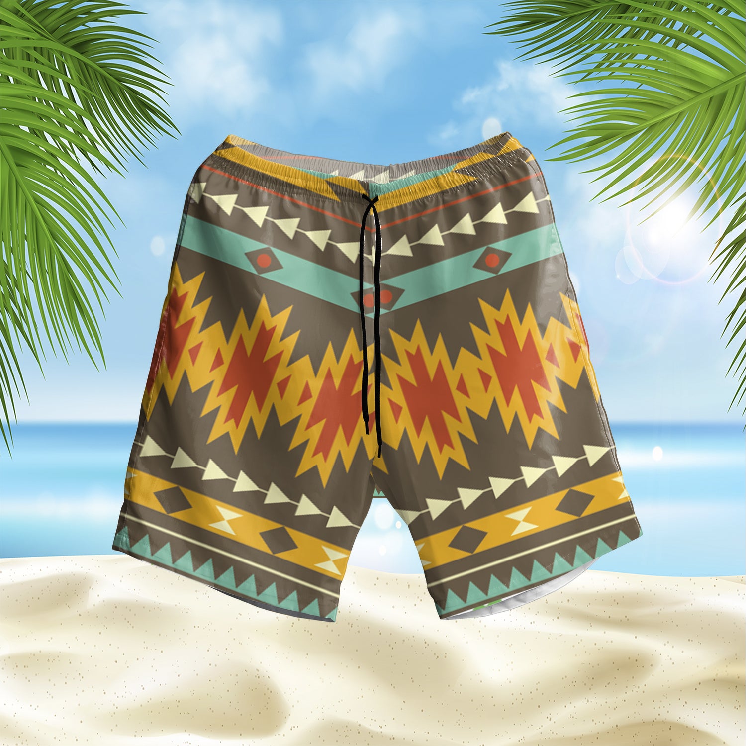 Powwow StoreGBHS00036 Pattern Native Hawaiian Shorts
