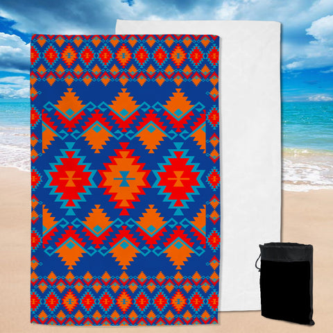 GB-NAT00520 Red & Yellow Geometric Pattern Design Pool Beach Towel