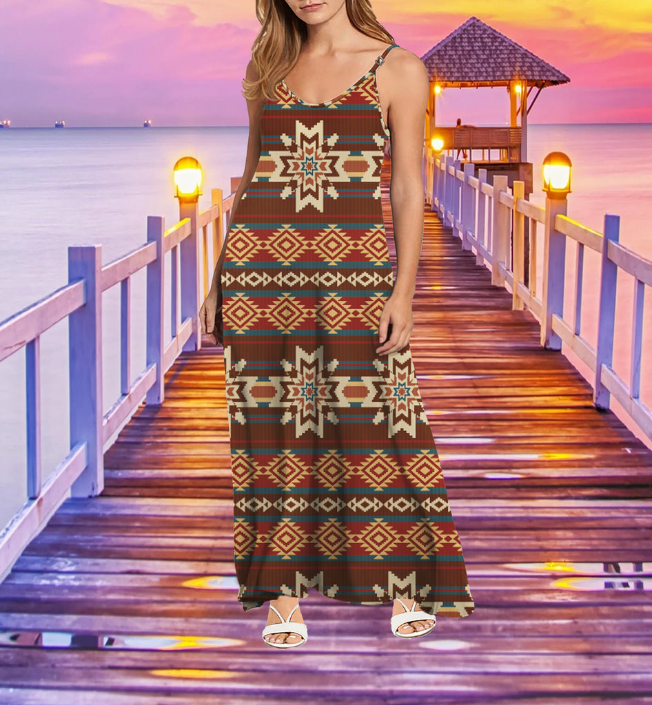 Powwow StoreMXD00026 Pattern Native Maxi Dress