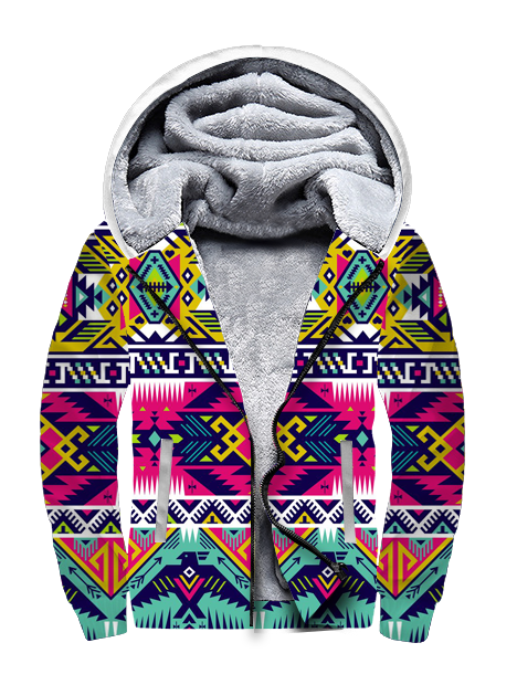 Powwow StoreGBNAT00071 Full Color Thunder Bird Native American 3D Fleece Hoodie