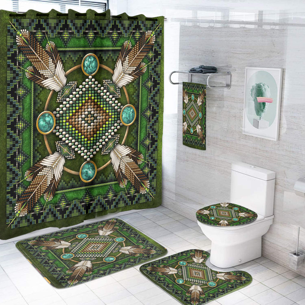 GB-NAT00023 Mandala Green Bathroom Set