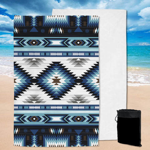 GB-NAT00528 Blue Colors Tribal Pattern Native Pool Beach Towel