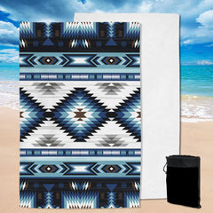 GB-NAT00528 Blue Colors Tribal Pattern Native Pool Beach Towel - Powwow Store