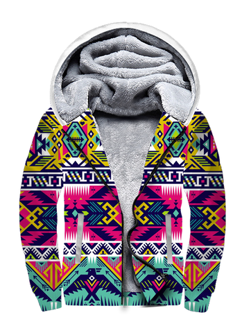 Powwow StoreGBNAT00071 Full Color Thunder Bird Native American 3D Fleece Hoodie