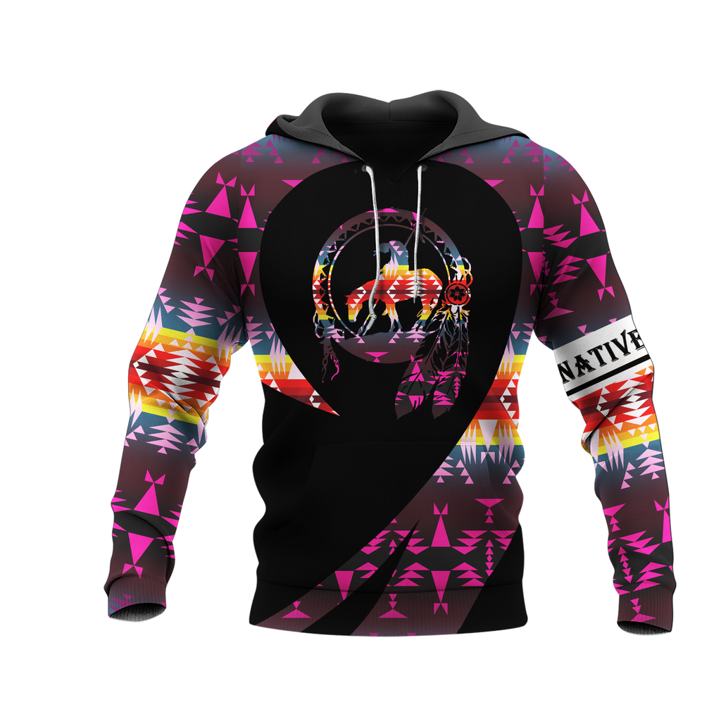 Powwow StoreHD000249 Pattern Native Pride 3D Hoodie