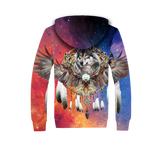 GB-NAT00211 Native American Wolf Owl Eagle Dreamcatcher 3D Fleece Hoodie