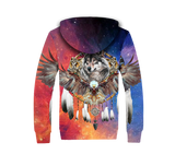 Powwow Storegb nat00211 native american wolf owl eagle dreamcatcher 3d fleece hoodie