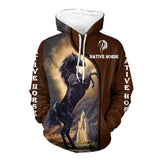 Powwow Store gb nat00396 black horse native 3d hoodie