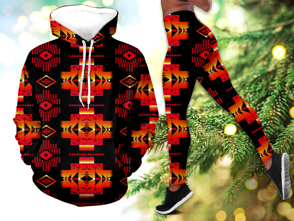 Powwow StoreHLS0083 Pattern  Native 3D Hoodie Legging Set