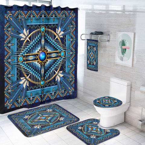 Powwow StoreGBNAT00083 Naumaddic Arts Blue Bathroom Set