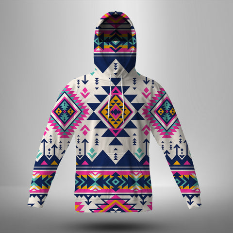 GB-NAT00316 Pink Pattern Native American 3D Hoodie With Mask