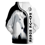 Powwow Store gb nat00397 white horse native 3d hoodie