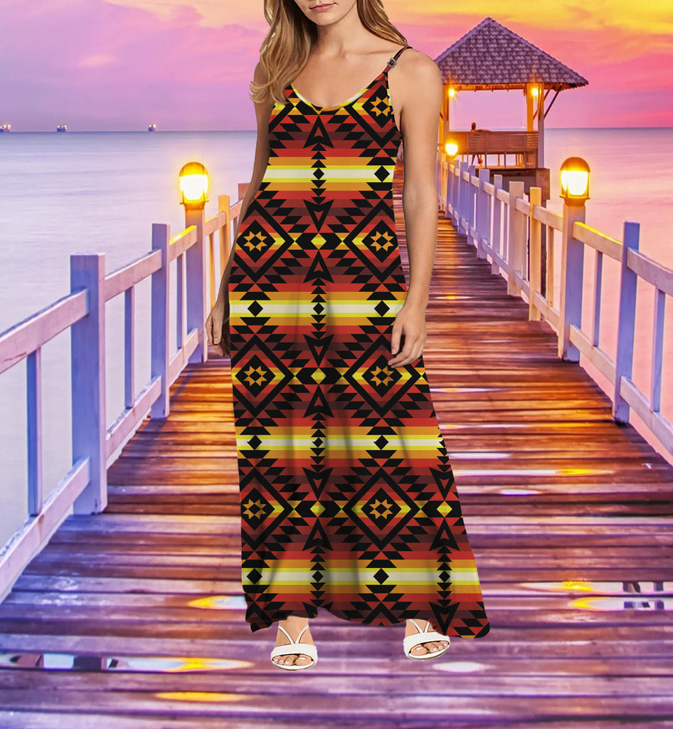 Powwow StoreMXD00023 Pattern Native Maxi Dress