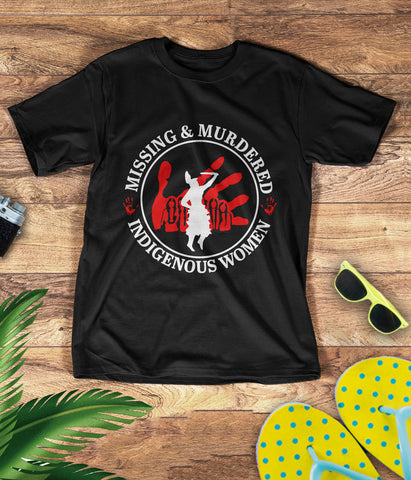 TS0078 I Wear Red For My Sisters Native American Stop MMIW Red Hand No More Stolen Sisters 3D T-Shirt