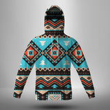 Powwow Store gb nat00319 tribal line shapes ethnic pattern 3d hoodie with mask