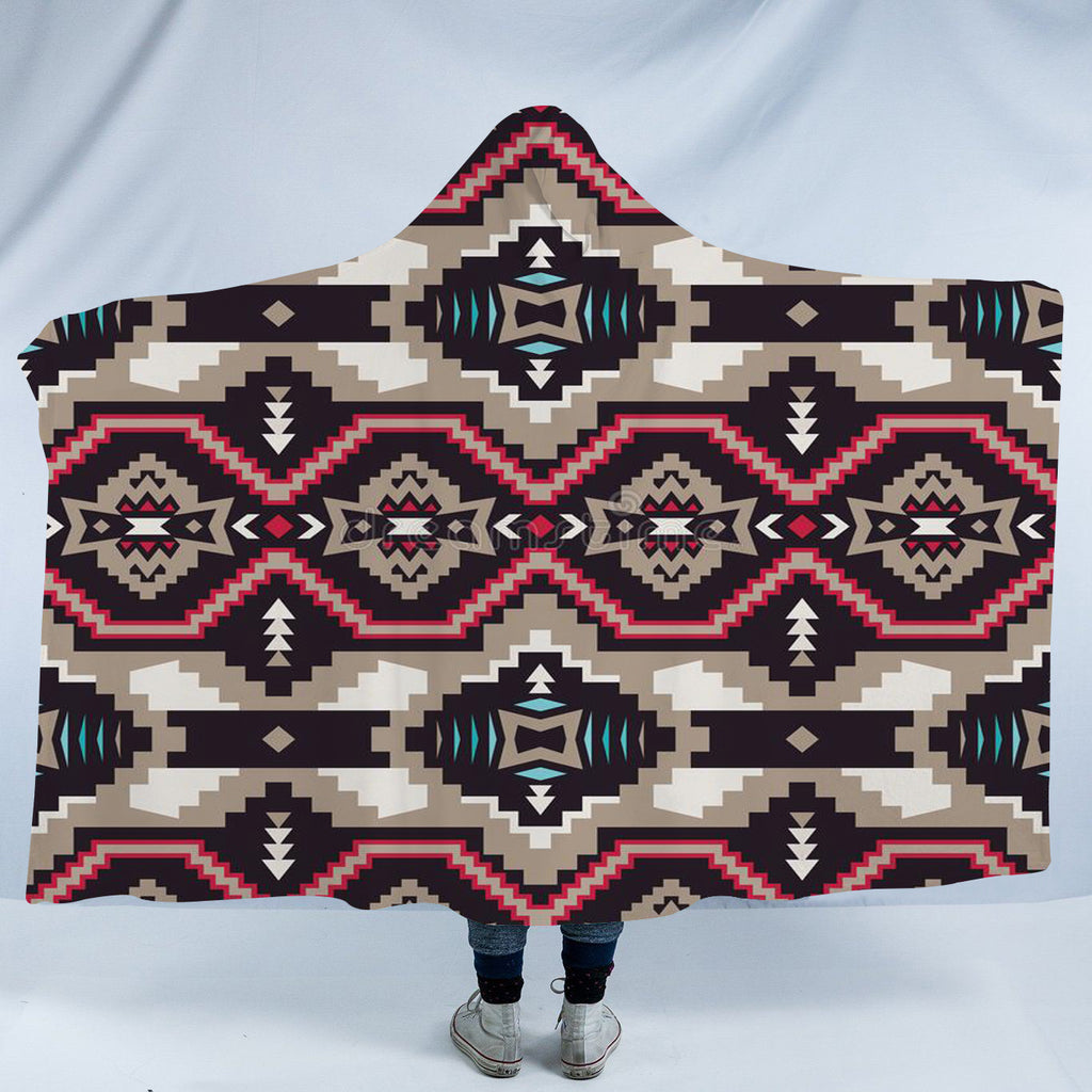 Powwow StoreHDB059 Pattern Native American Design Hooded Blanket