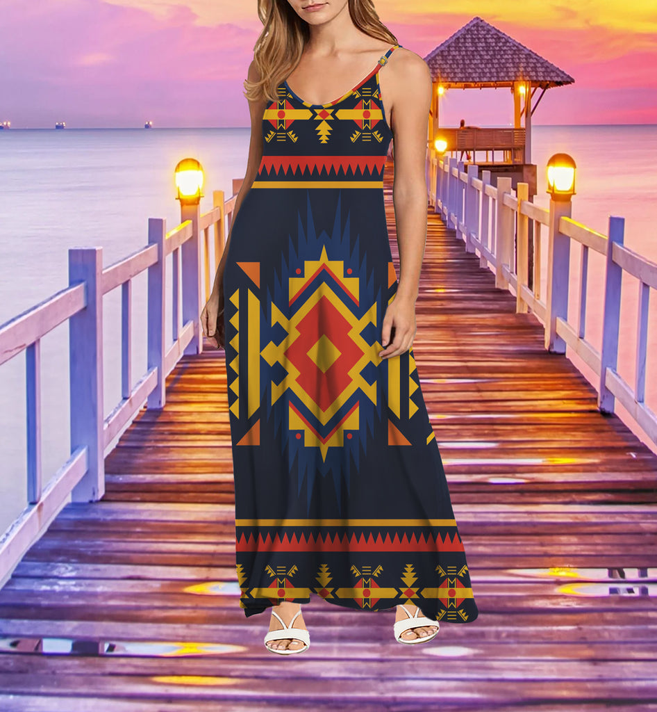 Powwow StoreMXD00022 Pattern Native Maxi Dress