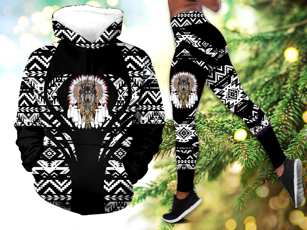 Powwow StoreHLS00320 Pattern Native 3D Hoodie Legging Set