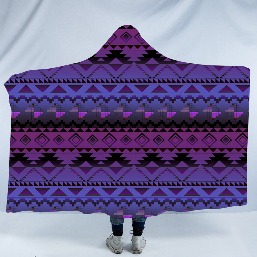 Powwow StoreGBNAT0060102 Pattern Native American Design Hooded Blanket