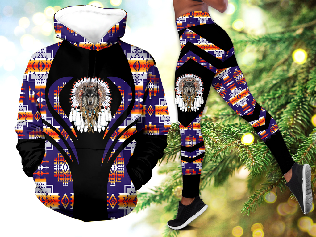 Powwow StoreHLS00319 Pattern Native 3D Hoodie Legging Set