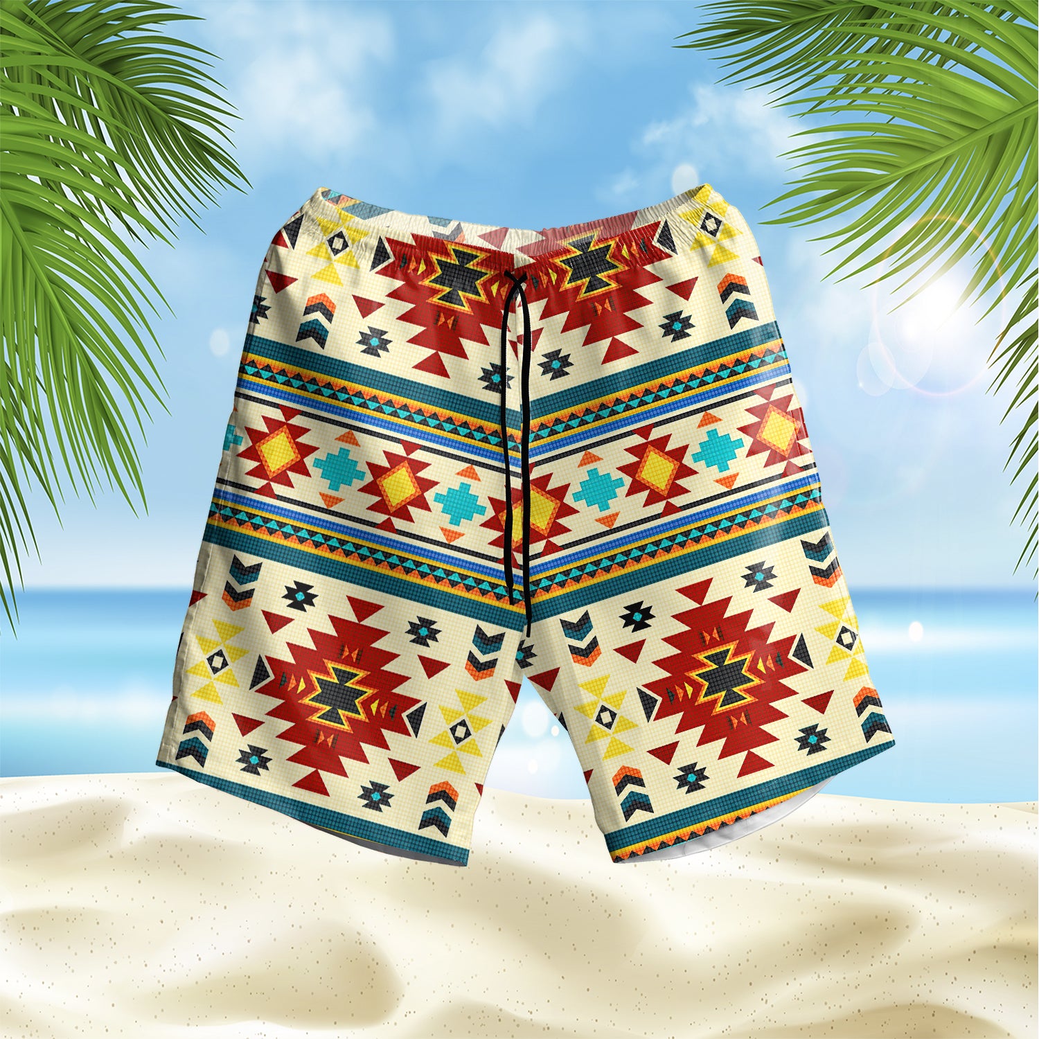 Powwow StoreGBNAT00512 Full Color Southwest Hawaiian Shorts