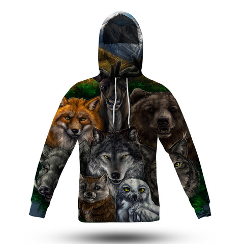 Powwow Store gb nat00237 wolf with animal 3d hoodie with mask